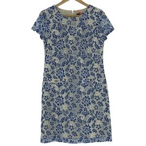 Tommy Hilfiger blue & white floral lace sheath dress women's size 8